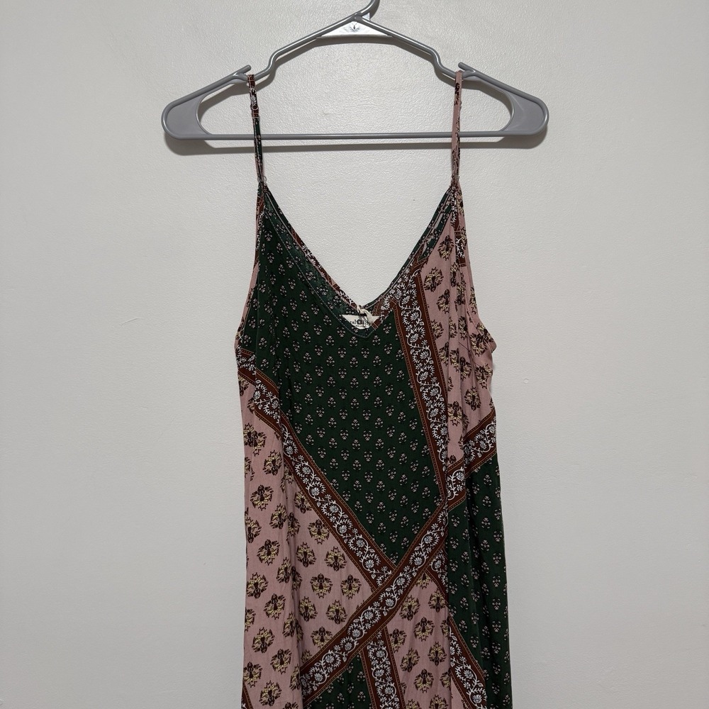 Natural Life NWT Gracie Green Pink Handkerchief Boho Maxi Dress Size Small - Picture 2 of 8